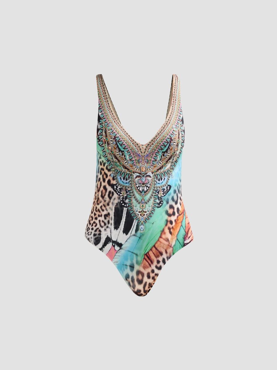 Camilla Women's Butterfly Bohemia V-Neck One-Piece Swimsuit - Butterfly Bohemia - Size Medium