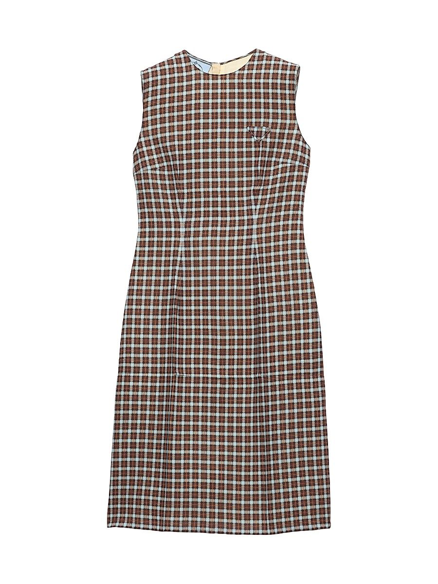 Women's Checked Georgette Dress - Blue - Size 6