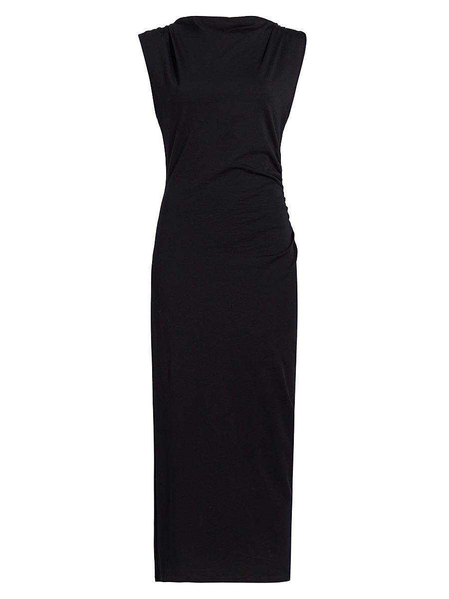 Women's Cowlneck Cotton Midi-Dress - Coastal - Size Medium