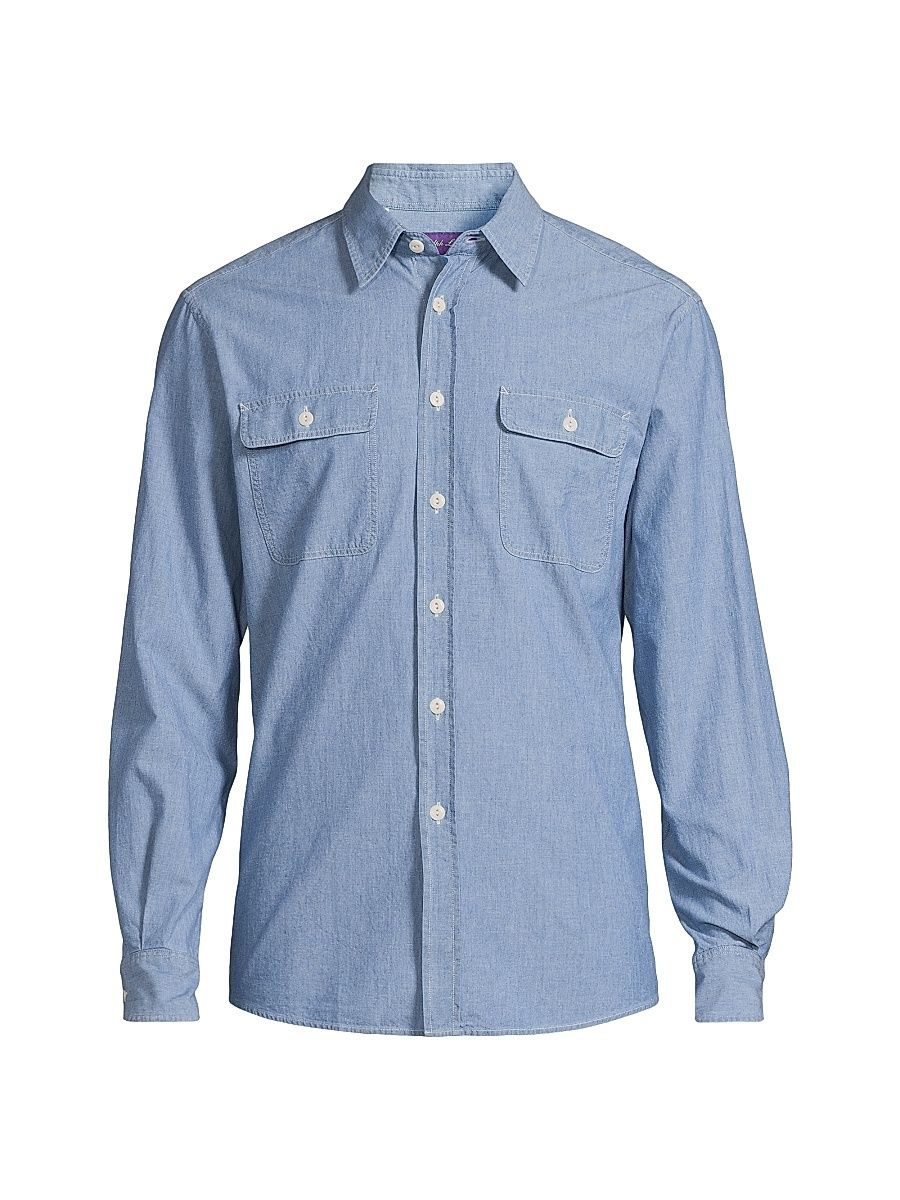 Men's Washed Chambray Shirt - Medium Bermuda Wash - Size XXL