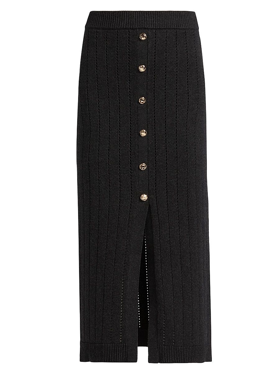 Women's Mia Open-Knit Midi-Skirt - Charcoal - Size Small