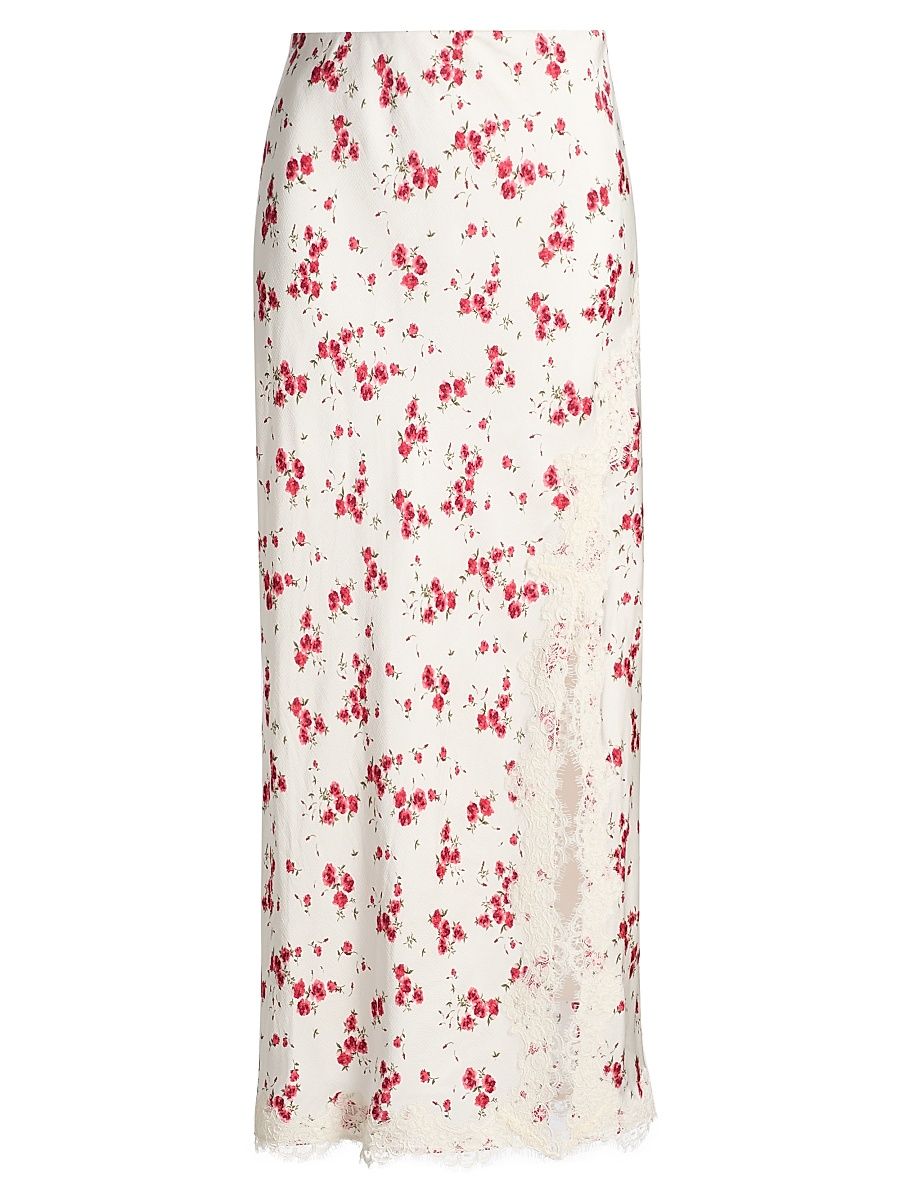 Women's Teagan Hammered Silk Midi-Skirt - Candied Rose - Size XS