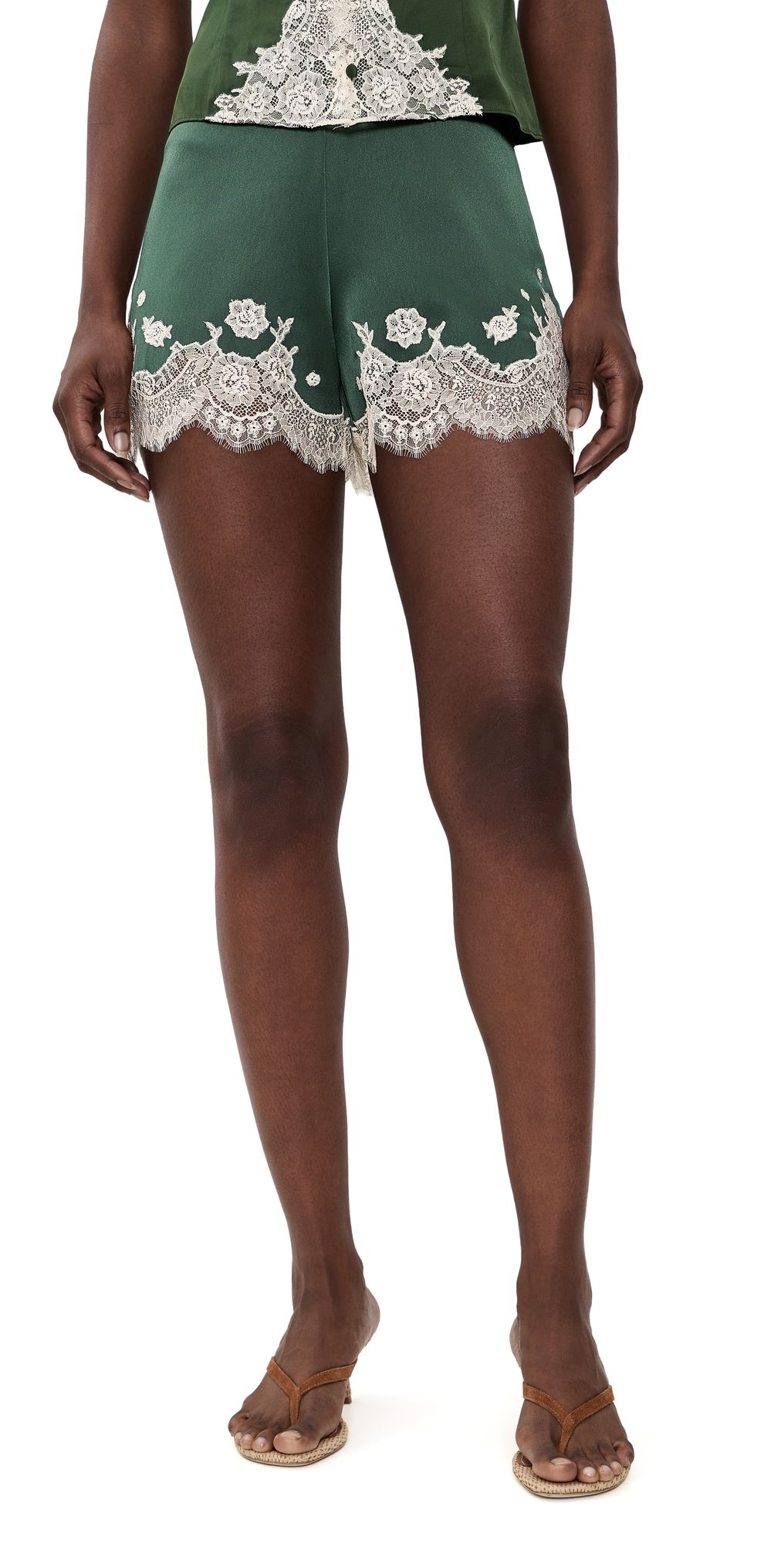 ALICE + OLIVIA Elissa Lace Shorts Dark Fern 6