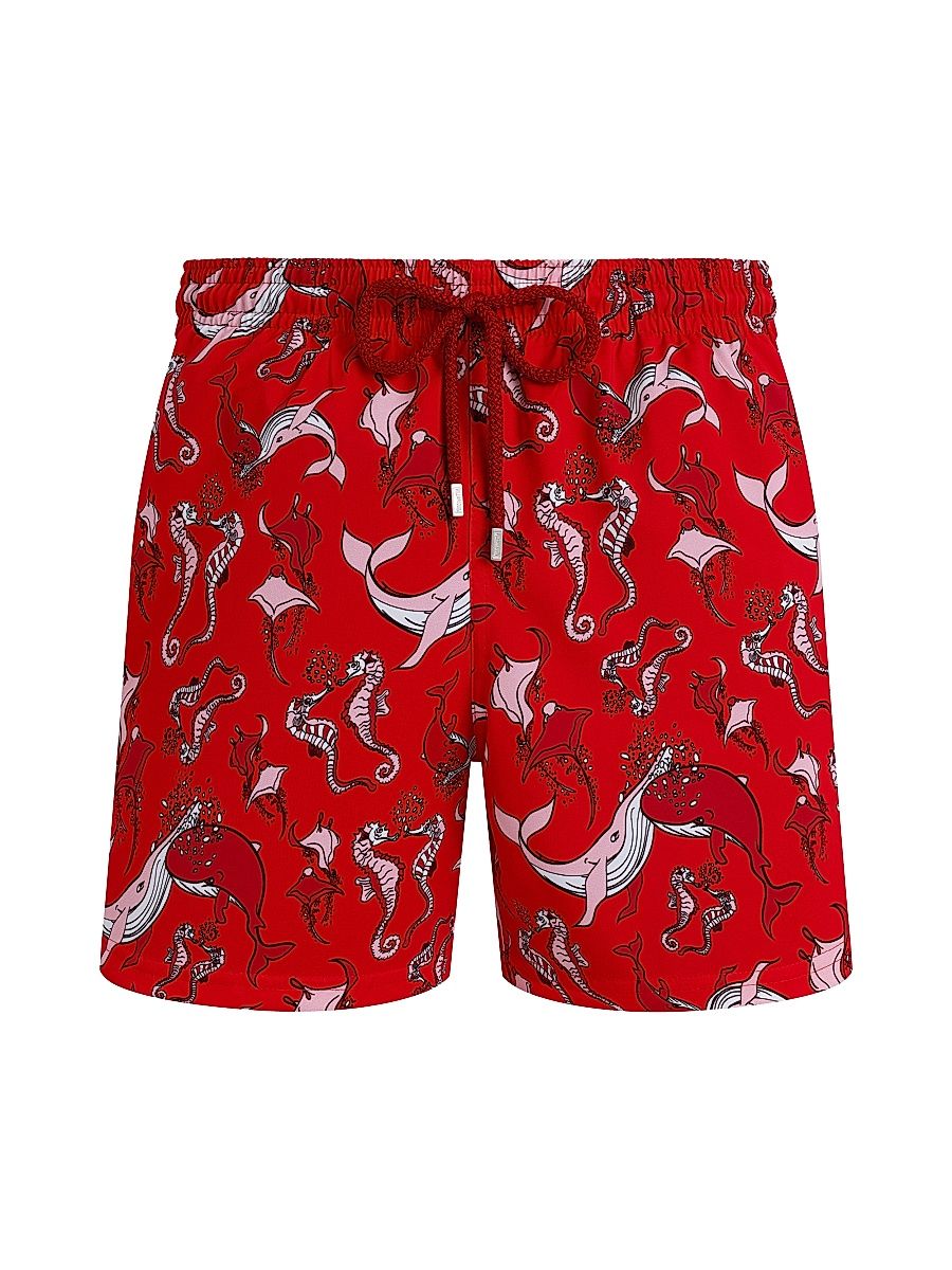 Men's Whimsical Whales Swim Shorts - Coquelicot - Size XXXL
