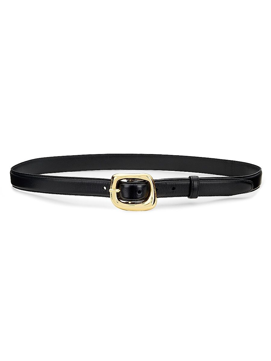 Women's The Organic Buckle Leather Belt - Black - Size Large
