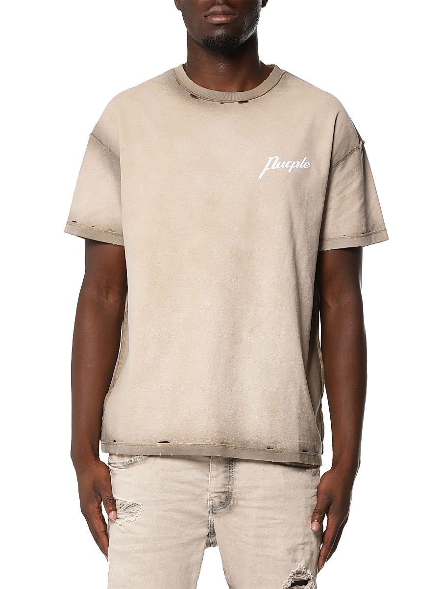 Men's Logo Textured Cotton Jersey T-Shirt - Khaki - Size XXL