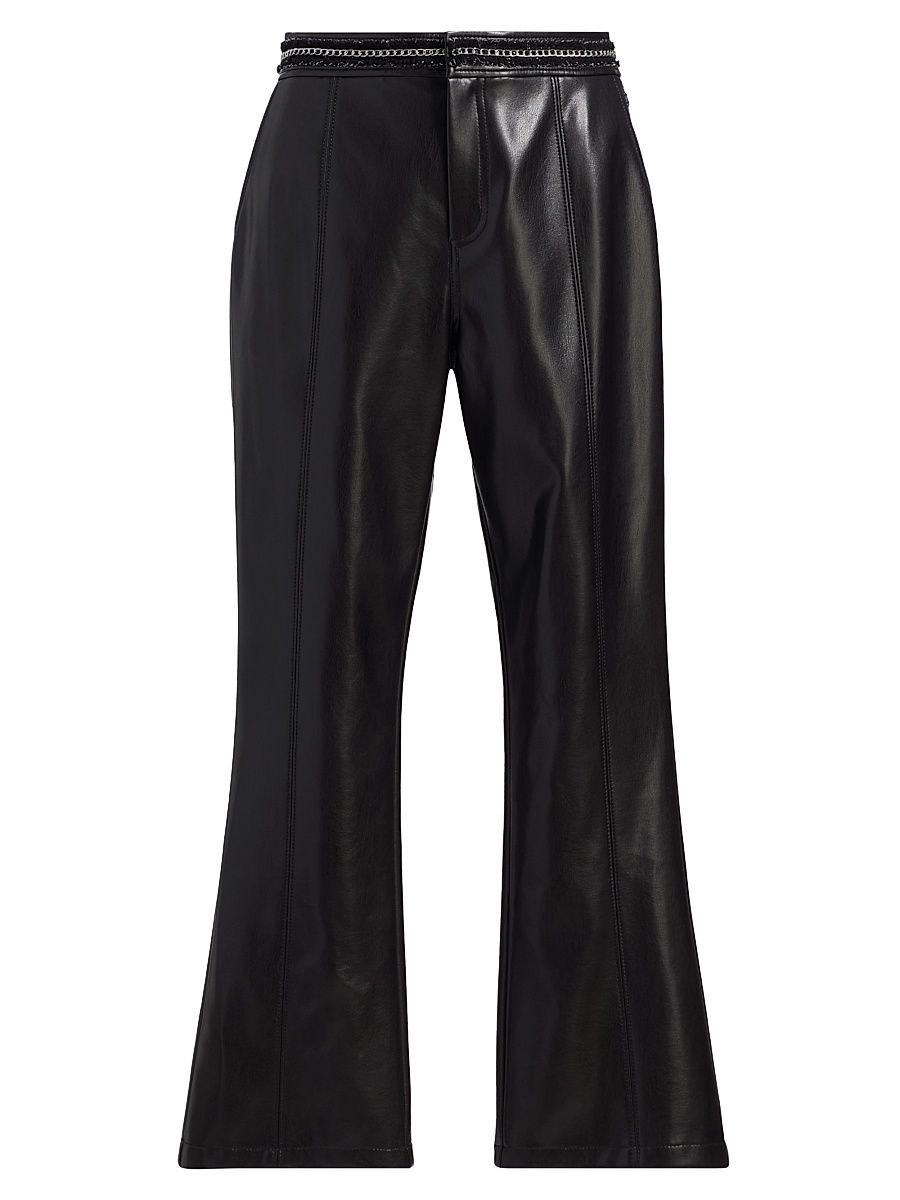 Women's Lise Chain Faux-Leather Pants - Black - Size 16