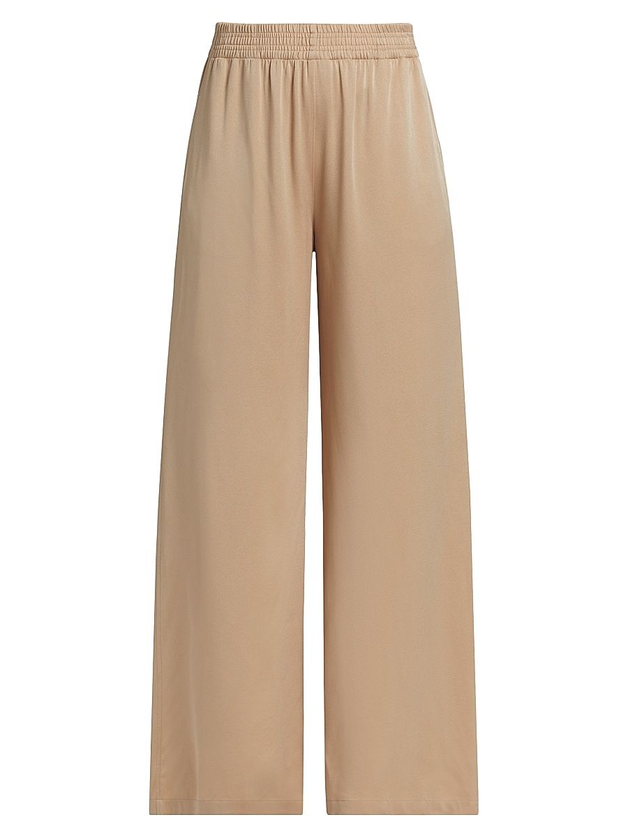 Women's Enver Satin Wide-Leg Jogger Trousers - Dark Brown - Size 14
