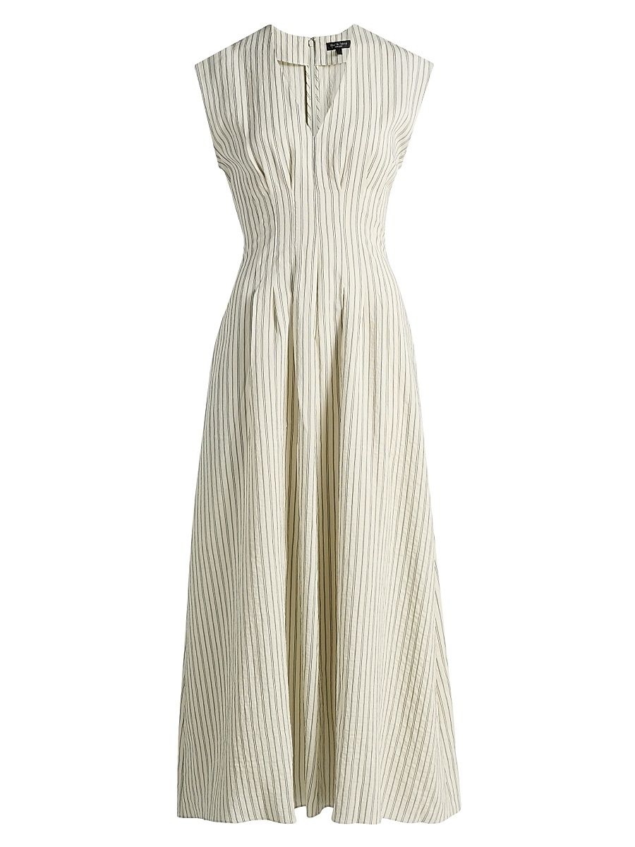 Women's Ines Striped A-Line Maxi Dress - Cream Stripe - Size 6