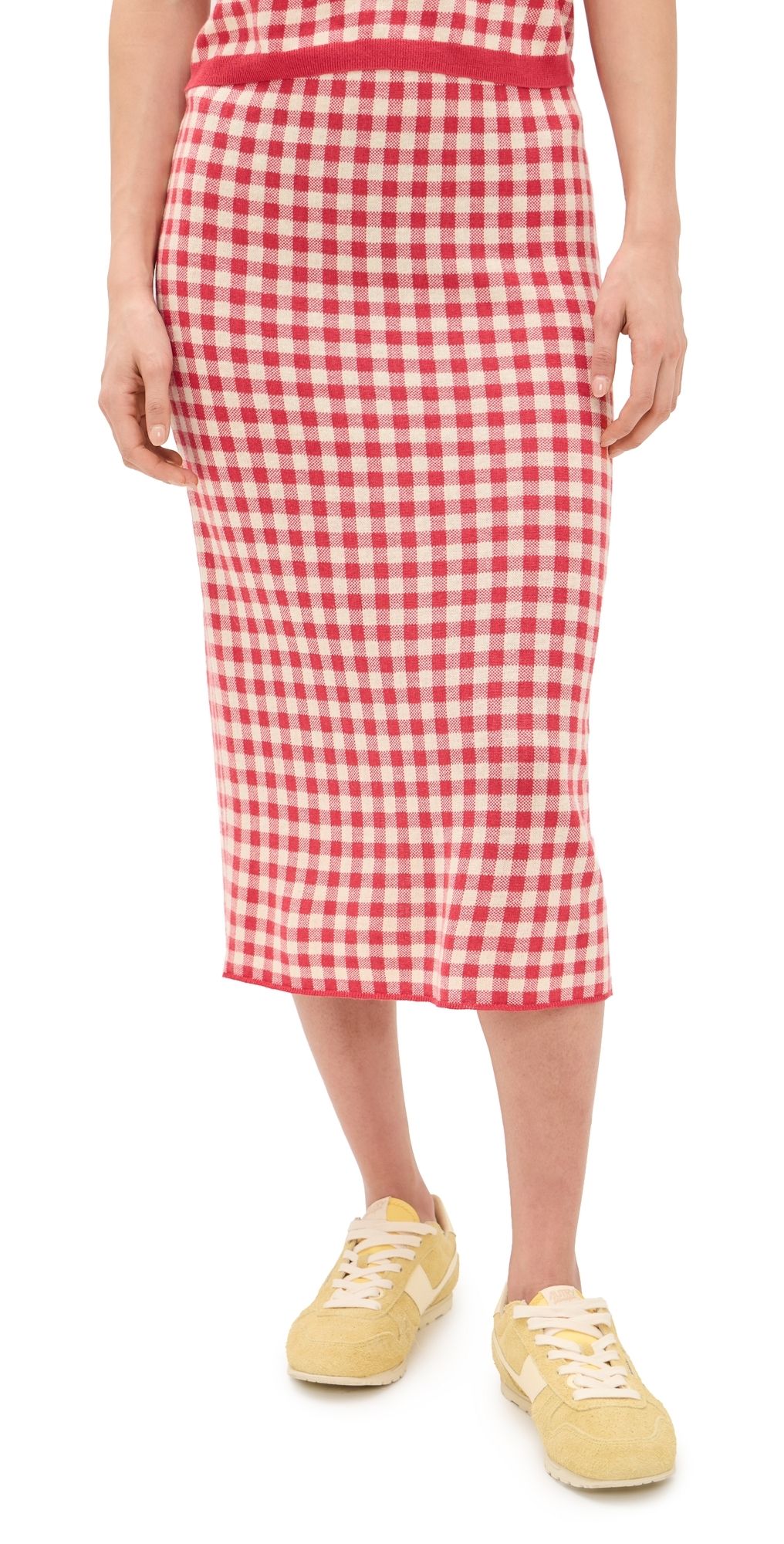 Guest in Residence Gingham Long Skirt Scarlet/Mist XL