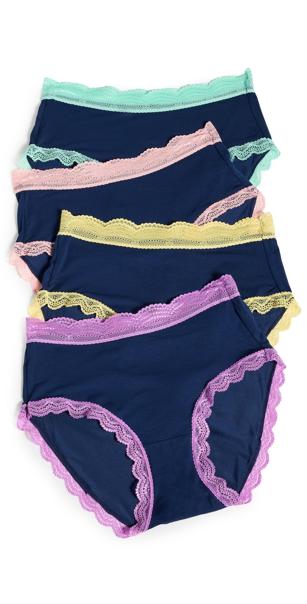 Stripe & Stare Original Knicker Four Pack Navy Neon Pastels S