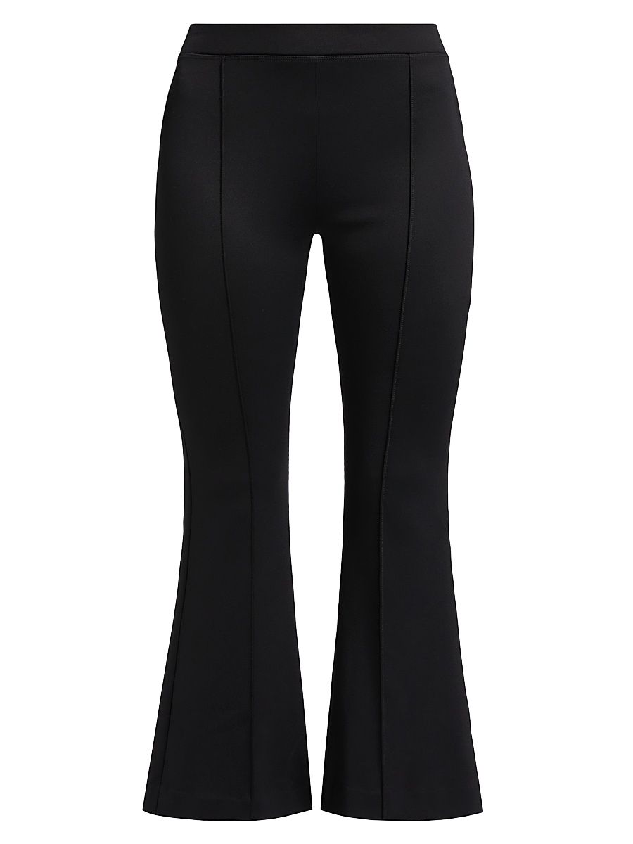 Women's Pin-Tucked Flare Crop Pull-On Pants - Black - Size Large