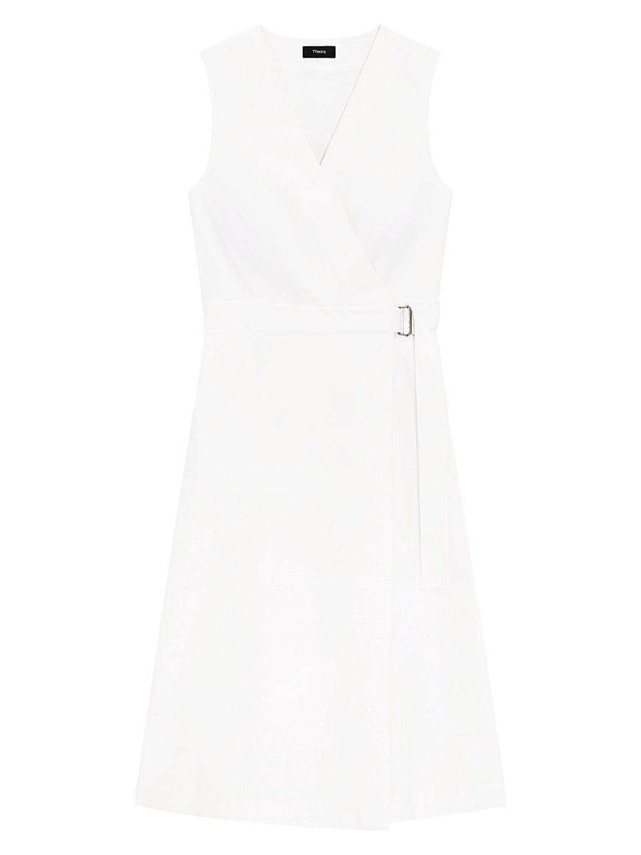 Women's Sleeveless Fit& Flare Wrap Dress - White - Size 16