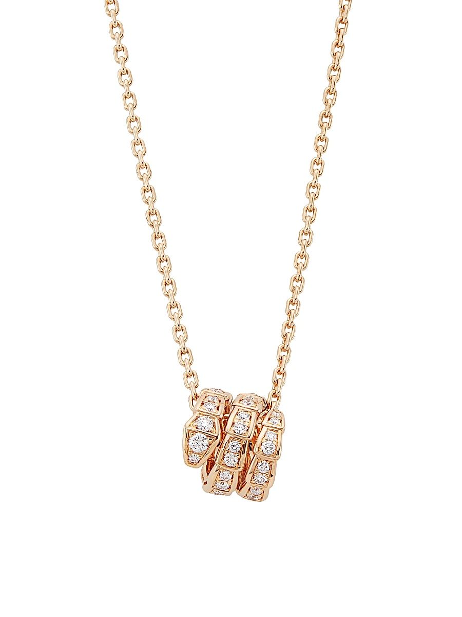 Women's Serpenti Viper 18K Rose Gold & Pavé Diamond Pendant Necklace - Pink Gold