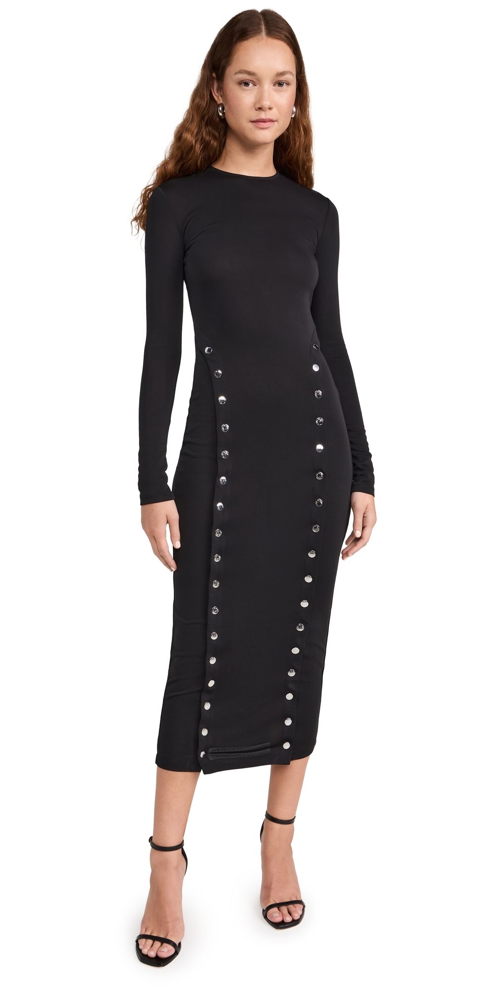 Fleur du Mal Midi Dress with Side Snaps Black S