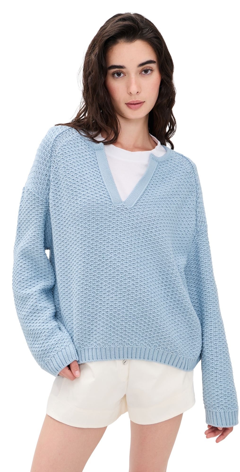 Closed Tunic Long Sleeve Sweater Dove Blue M