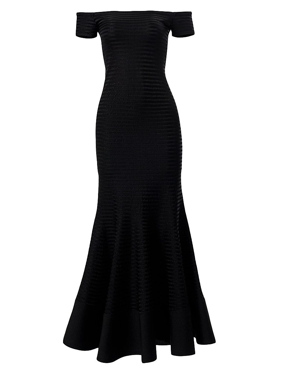 Women's Off-the-Shoulder Trumpet Gown - Black - Size Large