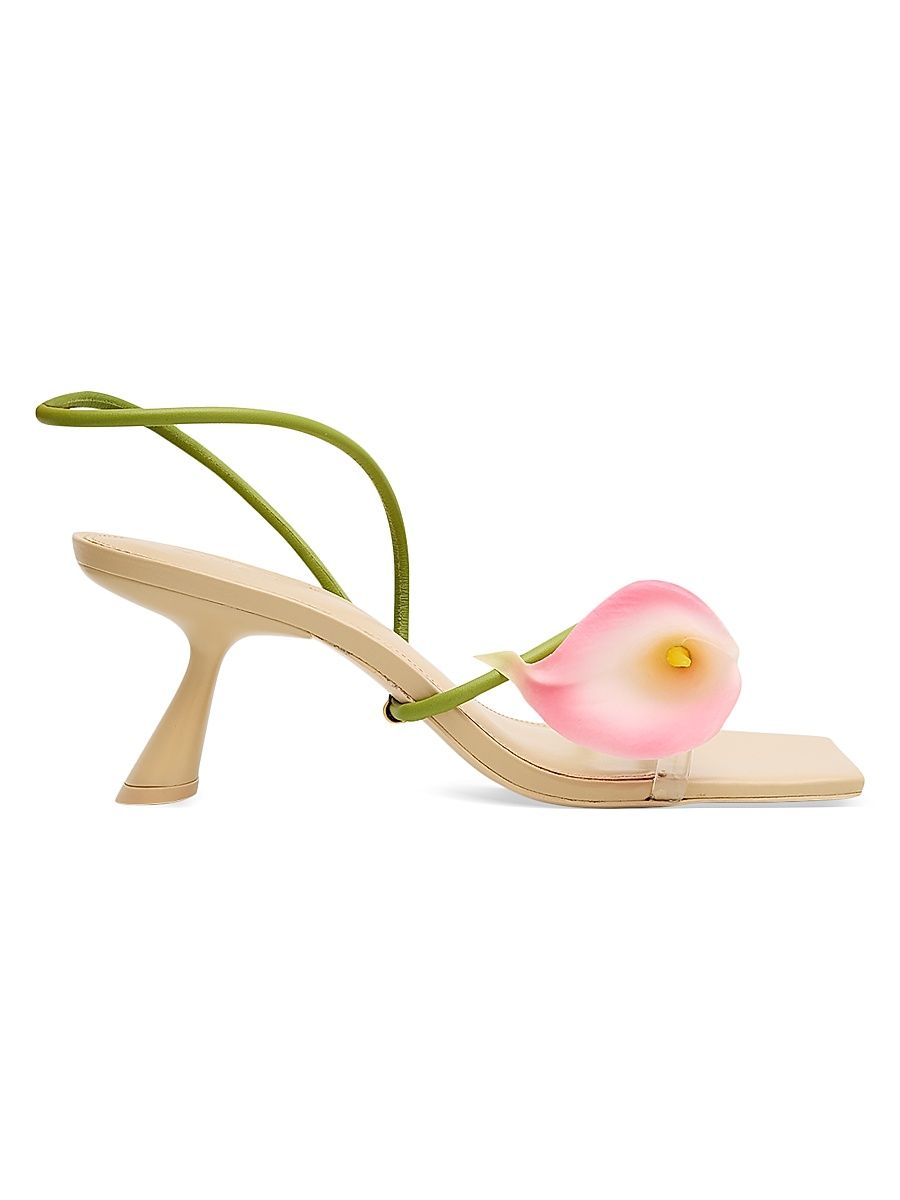 Women's Ria Calla Lily Leather Slingback Sandals - Pink - Size 11