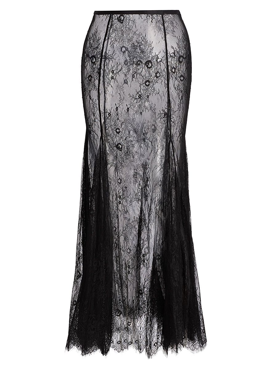 Women's Liesel Floral Lace Maxi Skirt - Black - Size Large