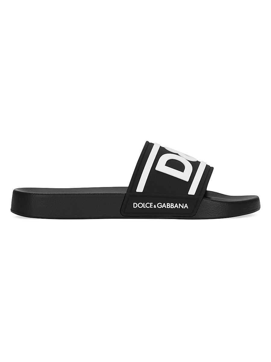 Men's Logo Slide Sandals - Black White - Size 14