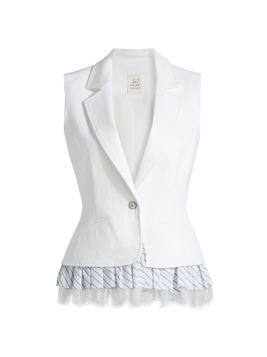 Women's Roxie Le Petit Denim Vest - White - Size 10