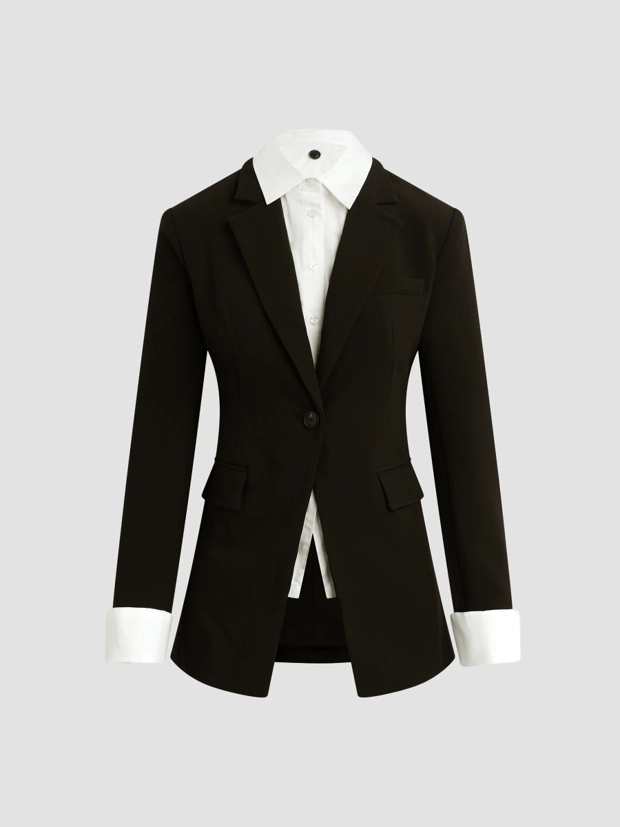 Favorite Daughter Women's Madison Avenue Single-Breasted Combo Blazer - Black White - Size 8