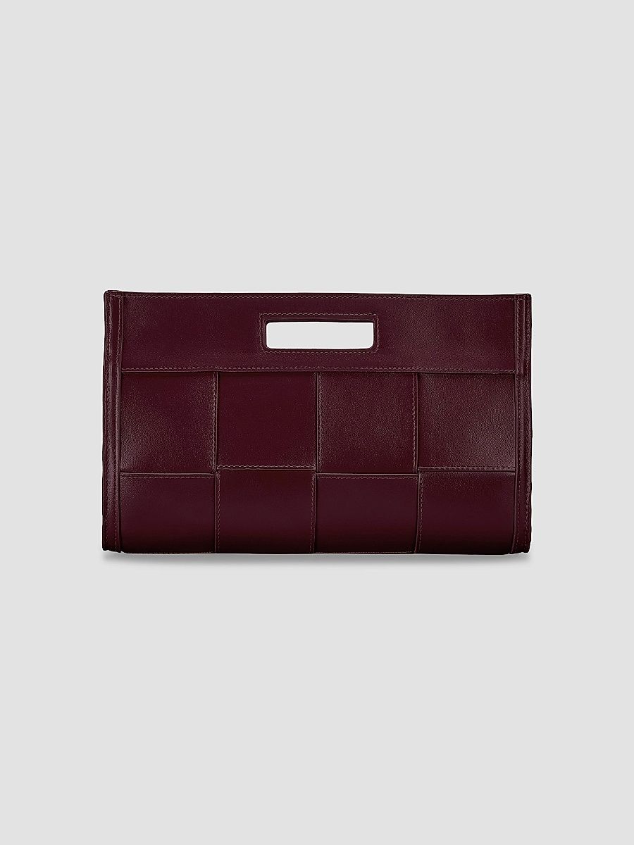 GiGi New York Women's Remy Woven Leather Clutch - Bordeaux
