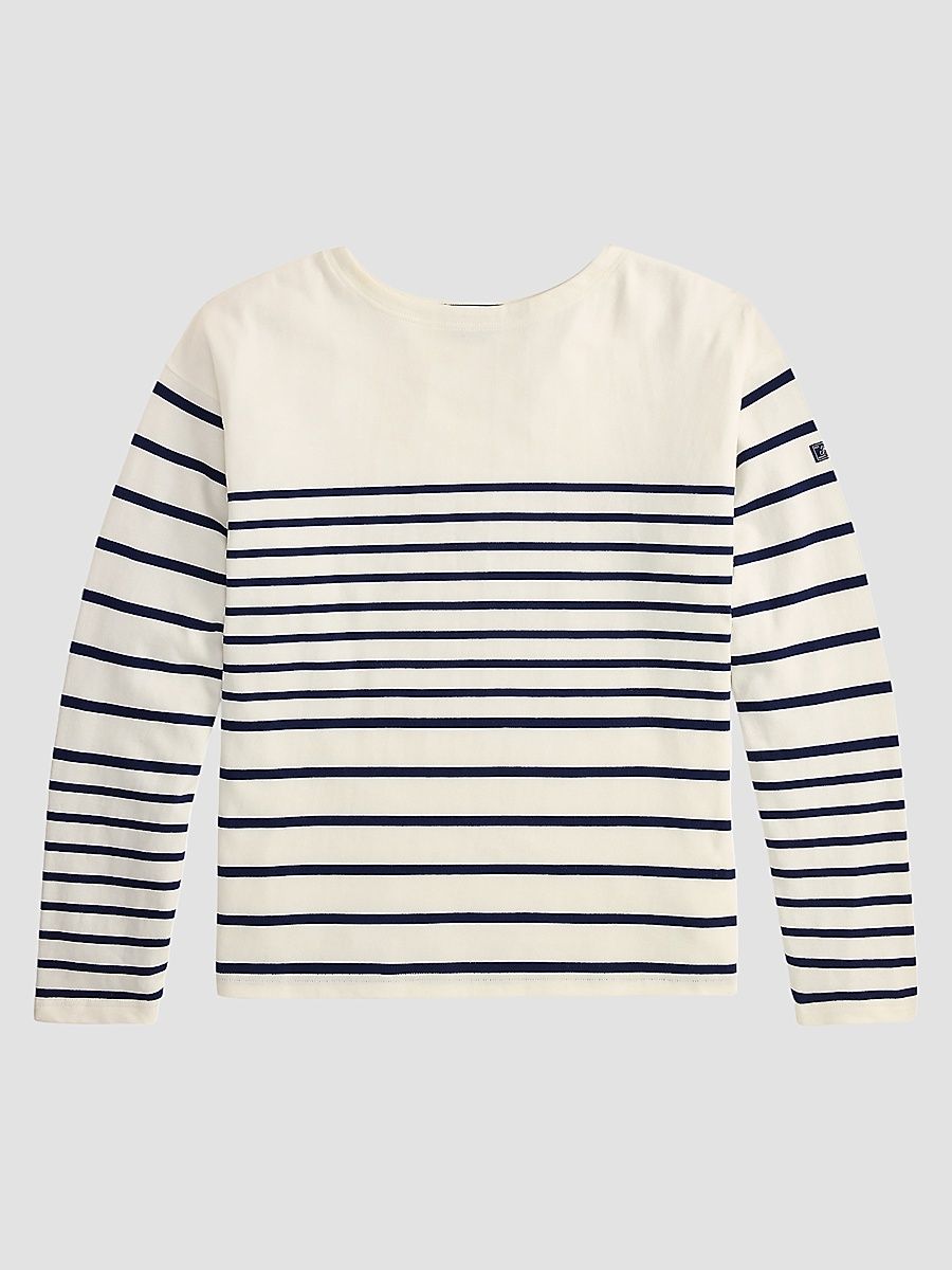 Men's Relaxed-Fit Striped Jersey Sweatshirt - Newport Navy White - Size XXL
