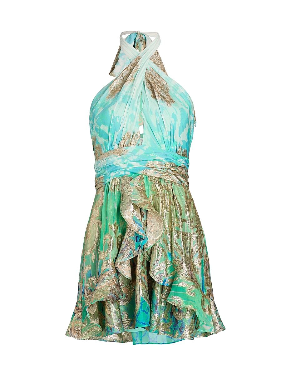 Women's Reuben Metallic Ombré Jacquard Minidress - Bright Lime Ombre - Size 16