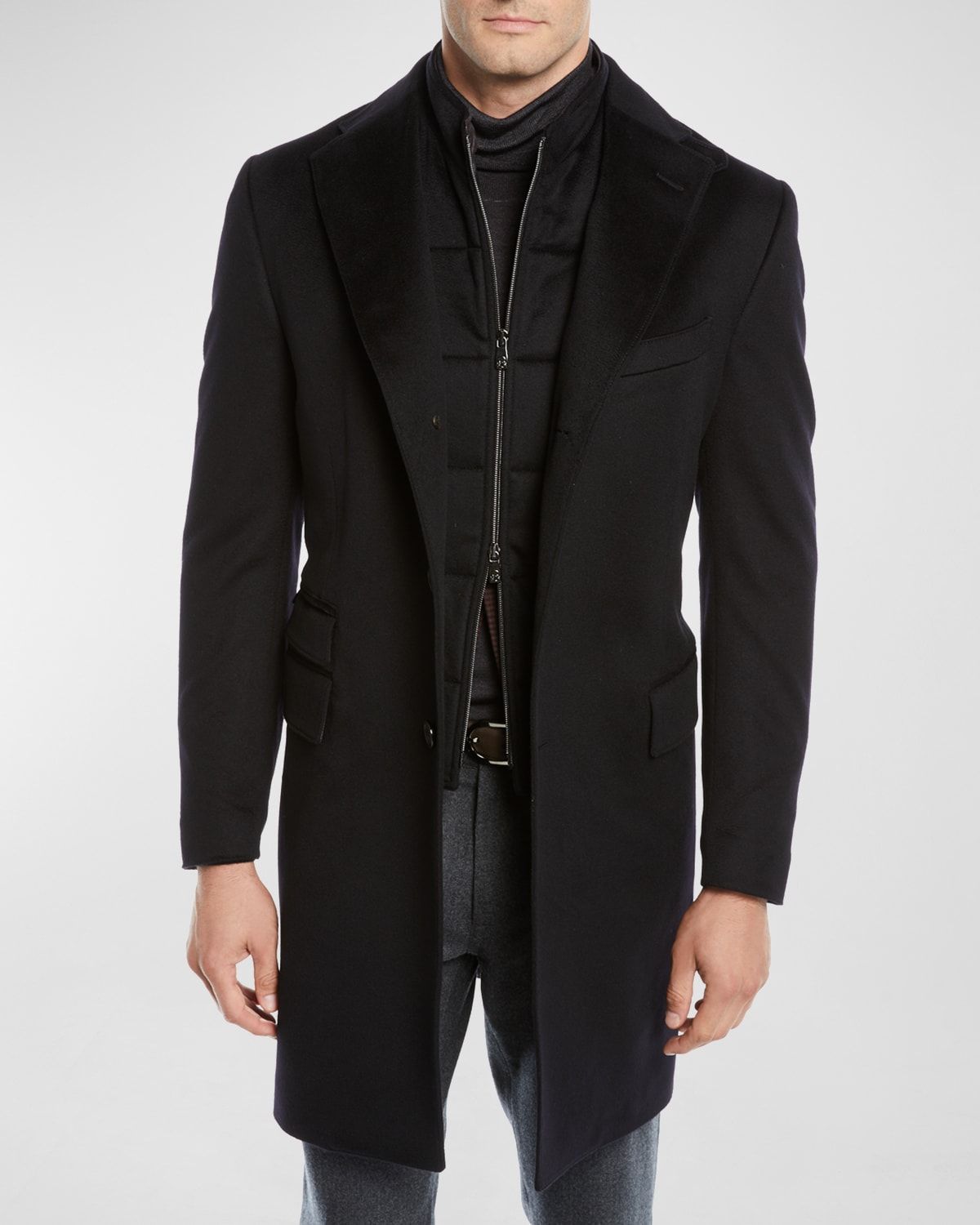 Men & apos;s ID Wool Top Coat, Black