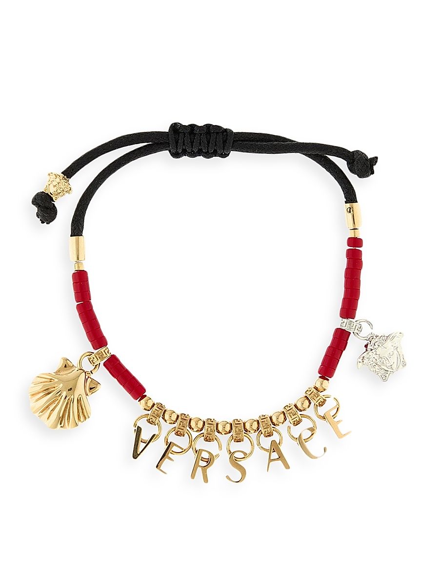 Women's Goldtone & Waxed Cotton Cord Charm Bracelet - Coral