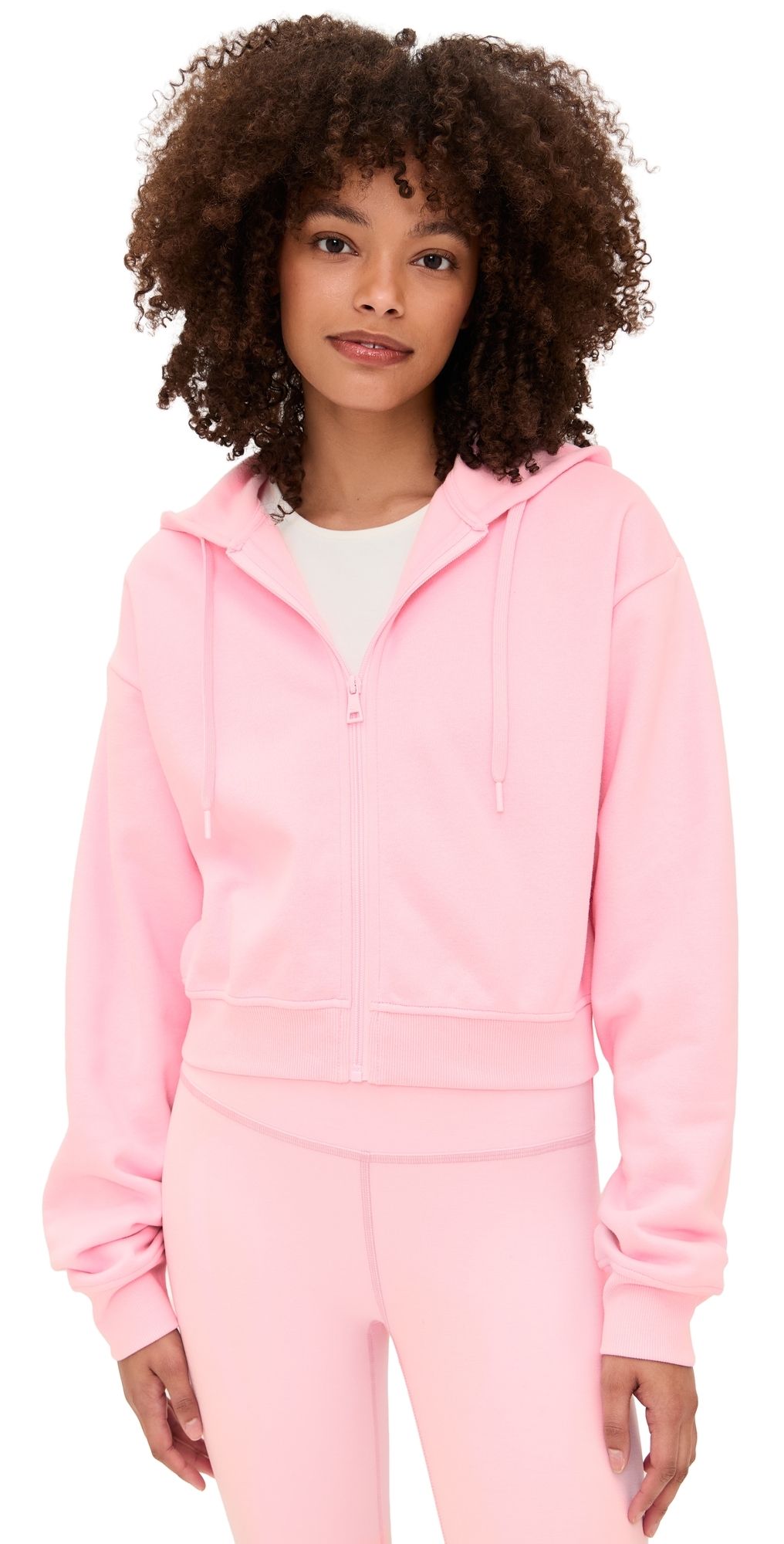 Beyond Yoga LuxeFleece Fresh Zip Up Hoodie Frosty Pink XS