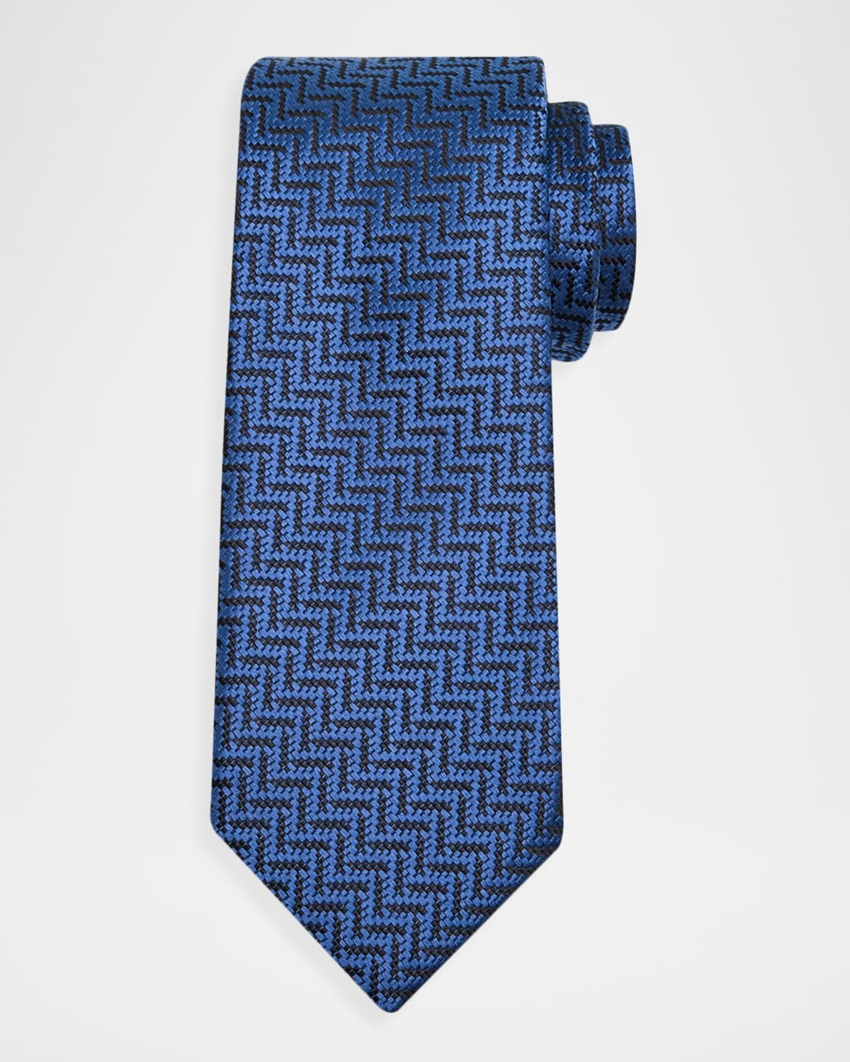 Men & apos;s Diagonal Chevron Silk Tie