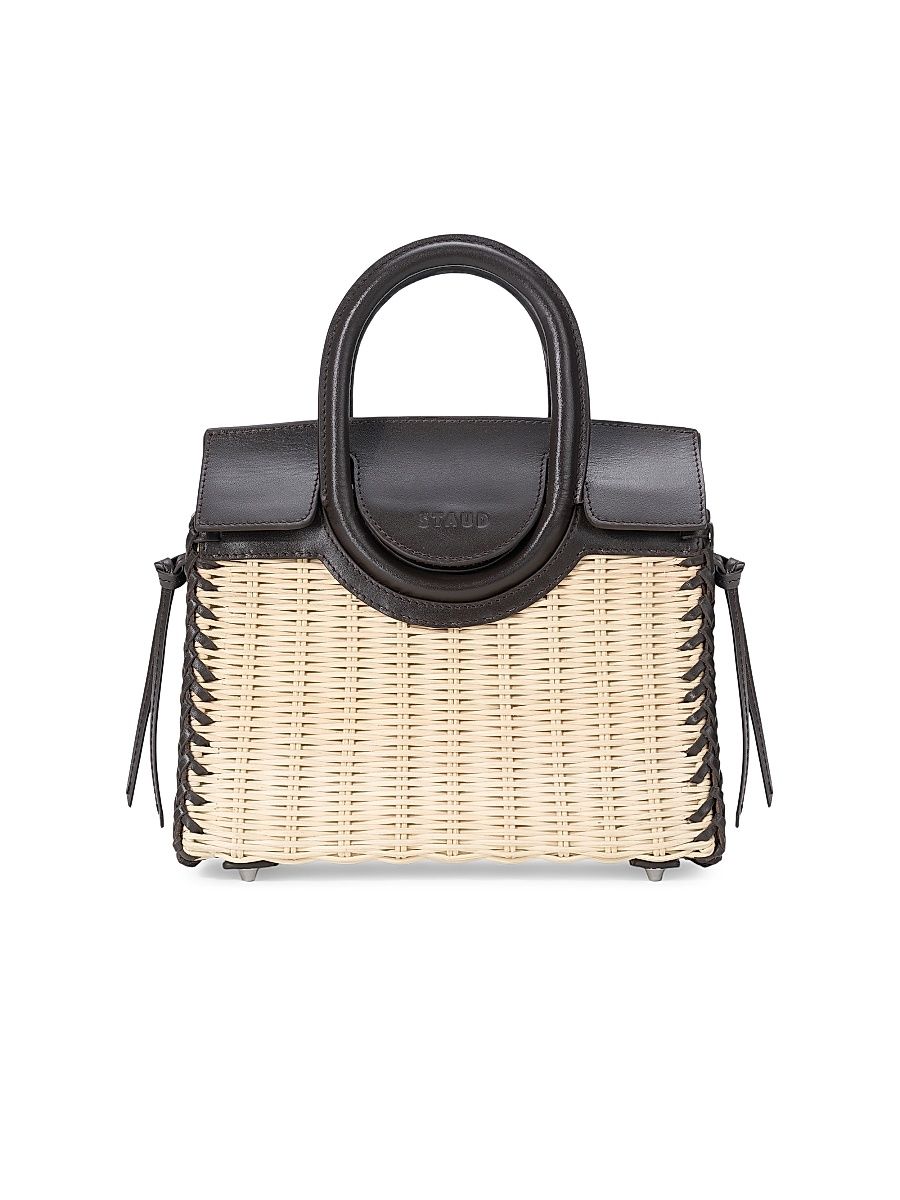 Women's Maude Mini Wicker Carryall Top Handle Bag - Natural Espresso