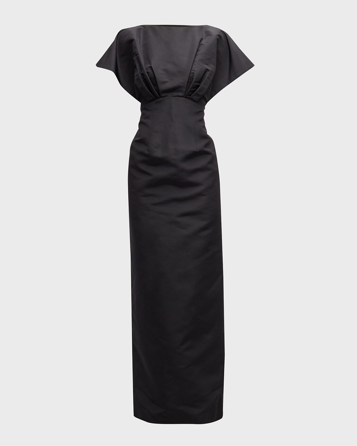 Silk Column Gown with Fan Bodice