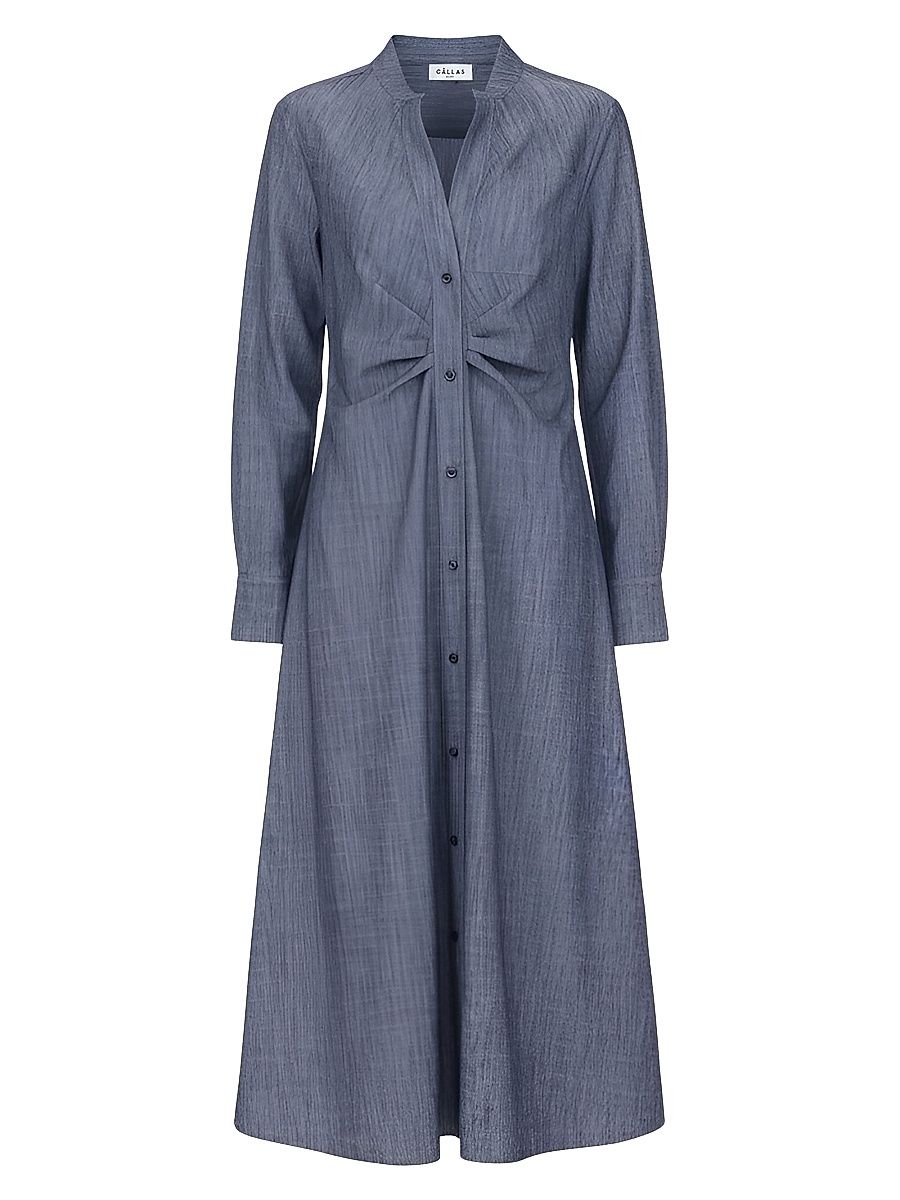 Women's Genny Long Sleeve Shirt Dress - Navy - Size 14