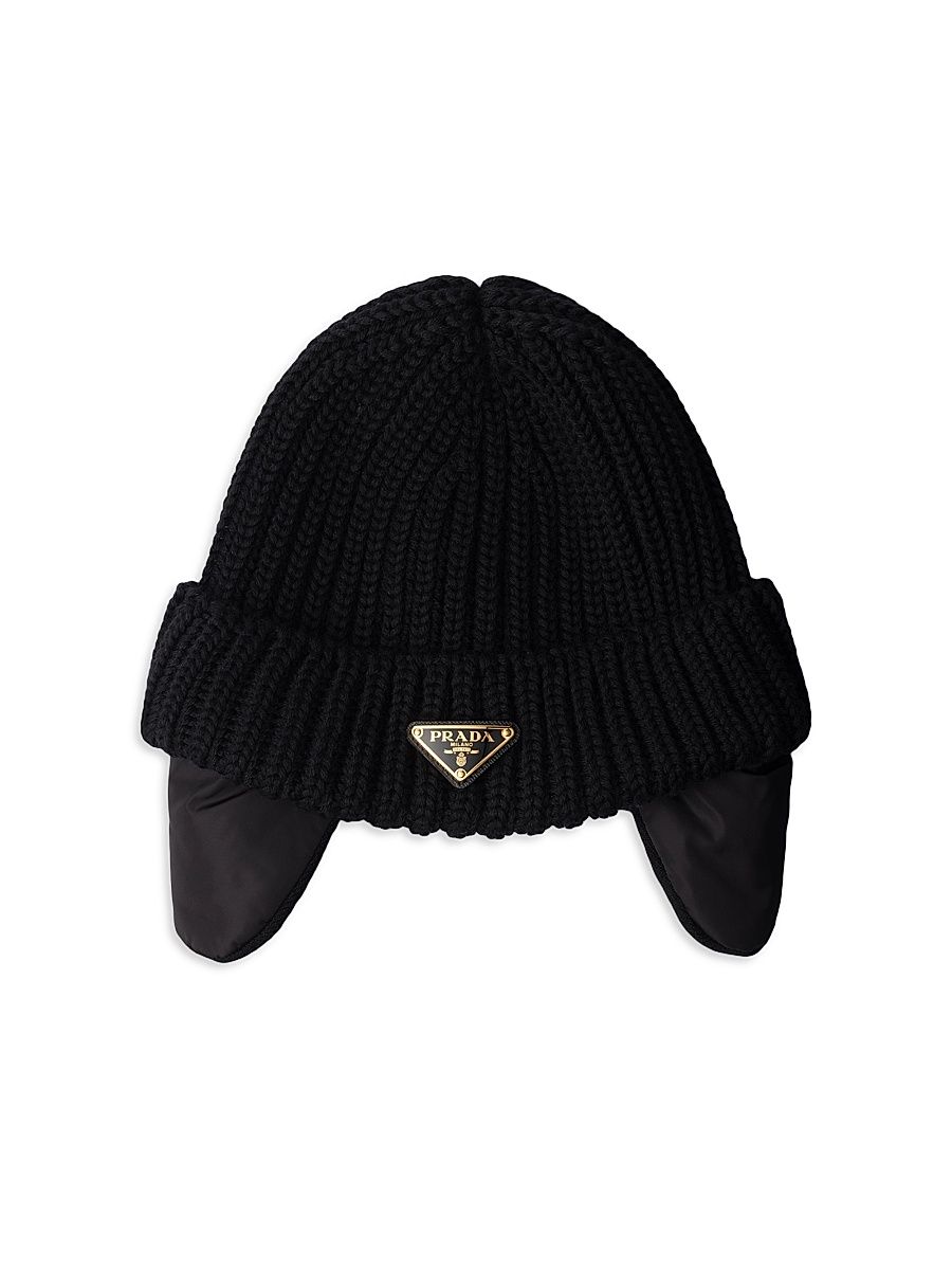 Women's Re-Nylon and Knit Cap - Black - Size Large