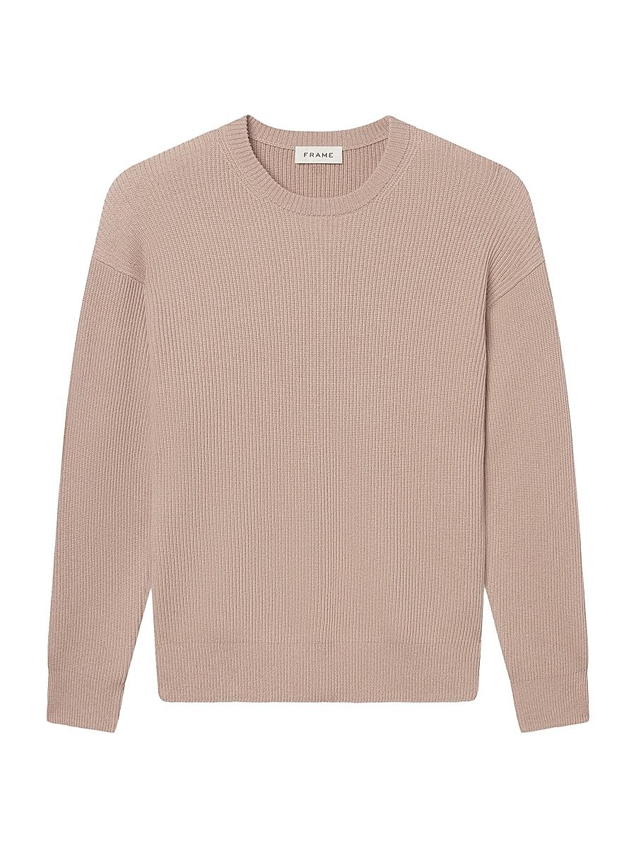 Men's Rib-Knit Wool-Blend Crewneck Sweater - Light Mauve - Size XXL