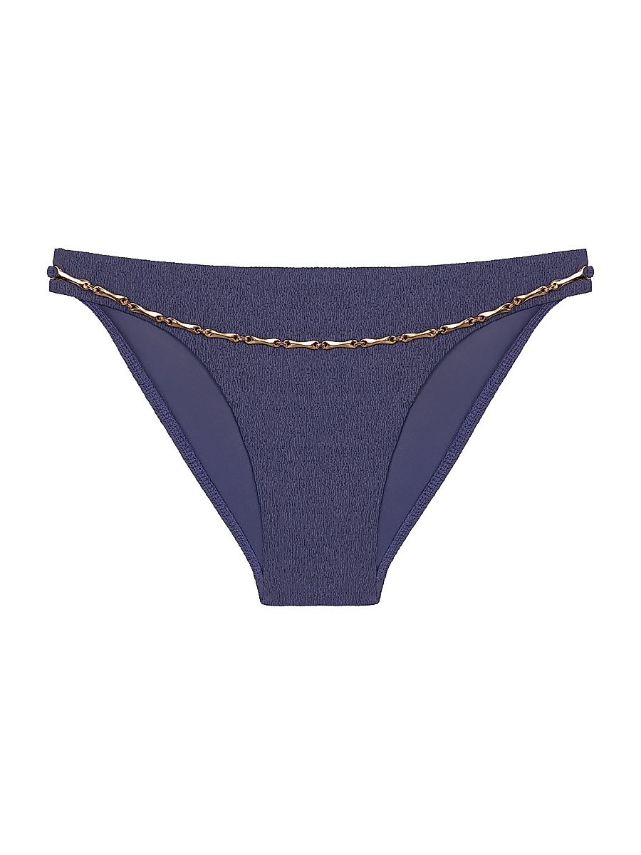Women's Bell Crinkle Chain Bikini Bottom - Blue - Size XL