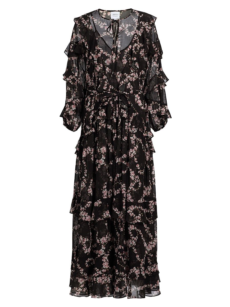 Women's Greta Chiffon Maxi Dress - Chained Blossom Chiffon - Size Large