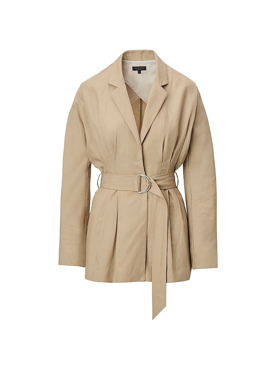 rag & bone Women's Mandi Belted Linen Blazer - Tan - Size 10