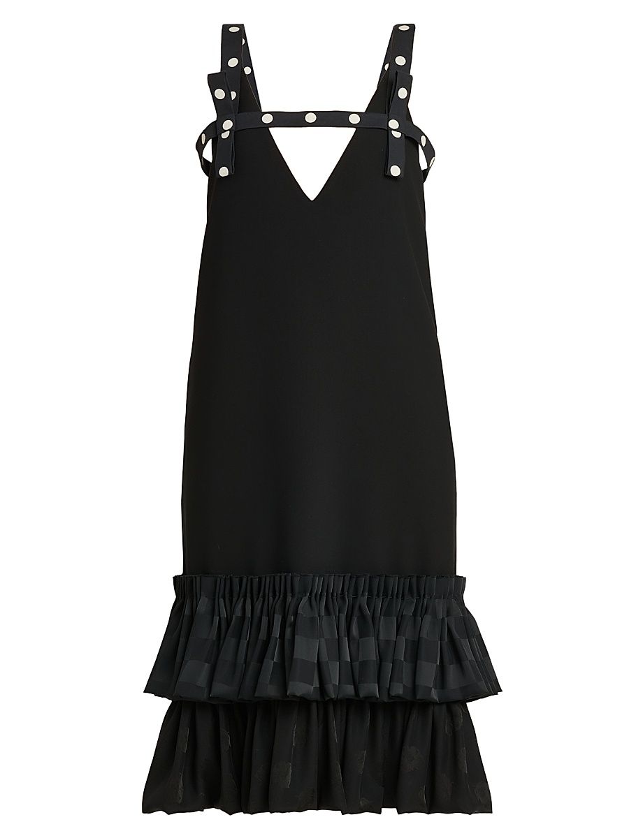 Women's Tiered High-Low Midi-Dress - Multi Black - Size 12