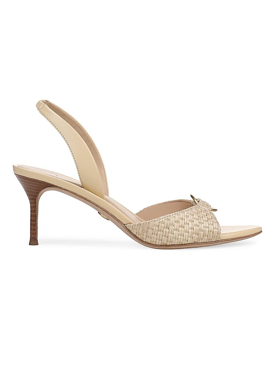 Women's Tia 65MM Leather Slingback Sandals - Natural - Size 12