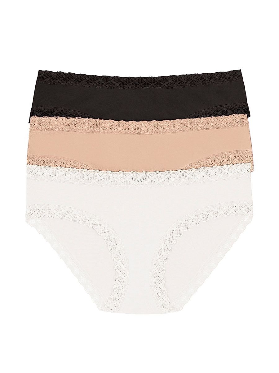 Women's Bliss Cotton Girl Brief 3 Pack - Black Cafe White - Size XXL
