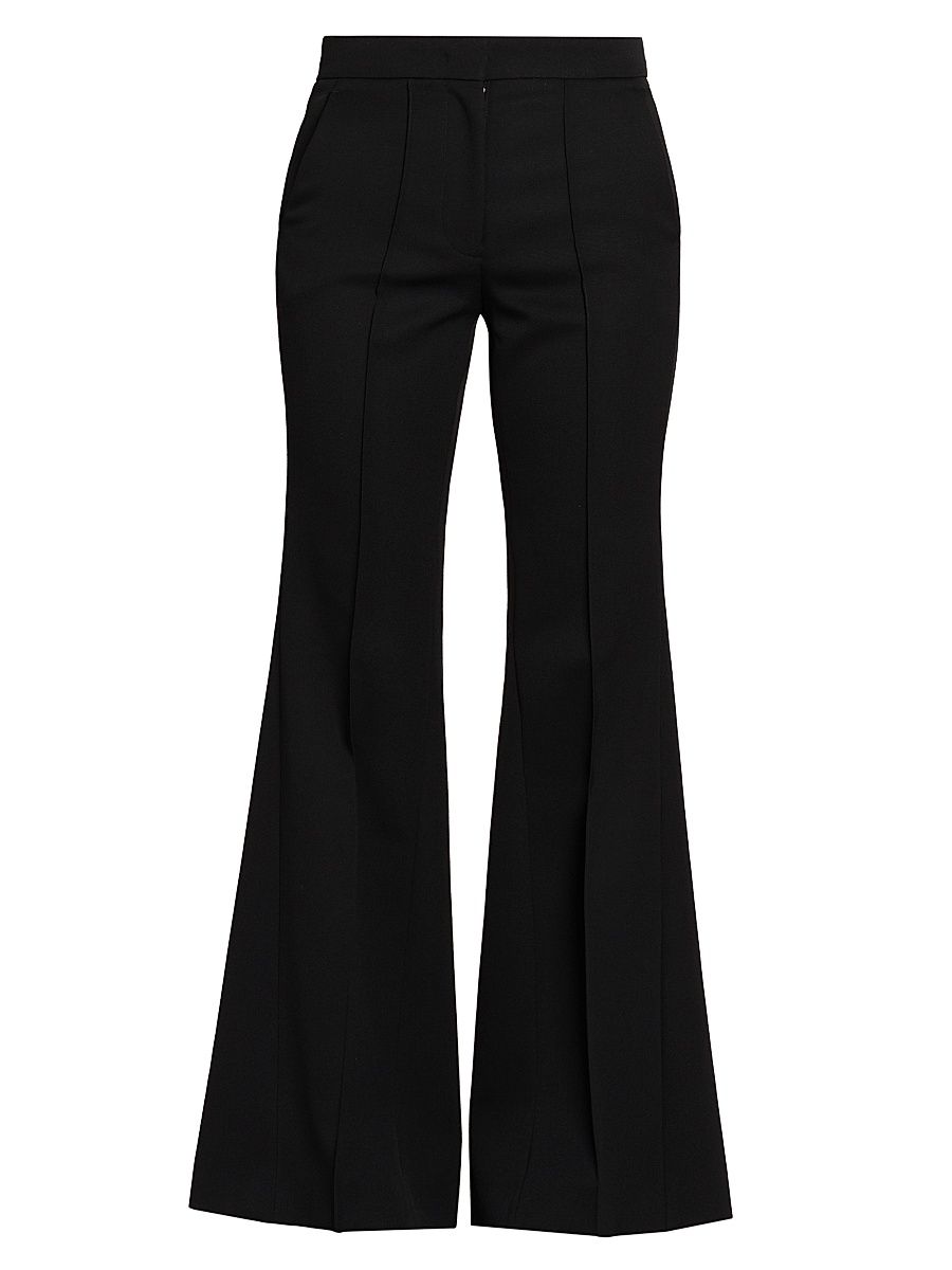Women's Wool Tailored-Fit Flared Trousers - Black - Size 8