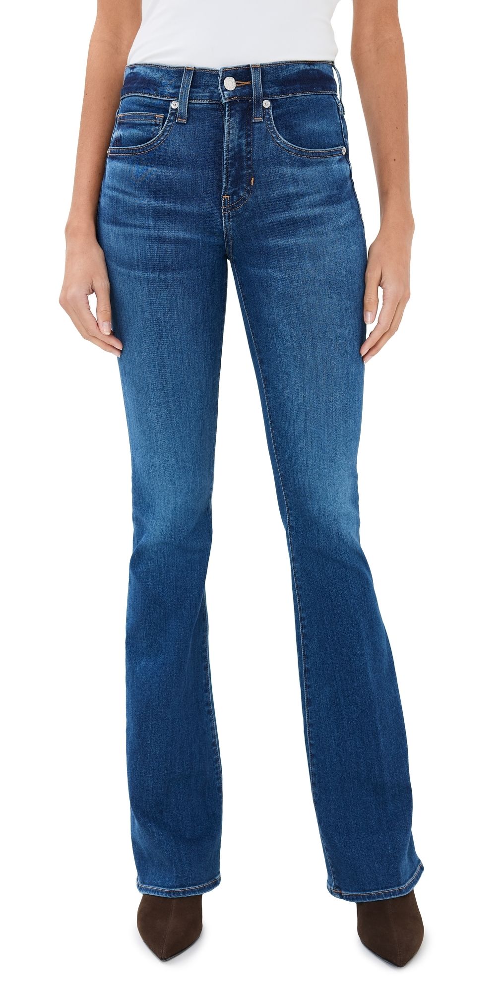 Veronica Beard Jean Beverly High Rise Skinny Flare Jeans Bright Blue 32