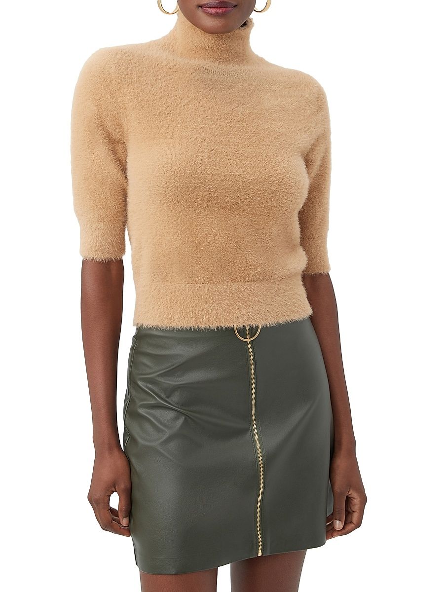 Women's Mali Turtleneck Short-Sleeve Sweater - Camel - Size Medium