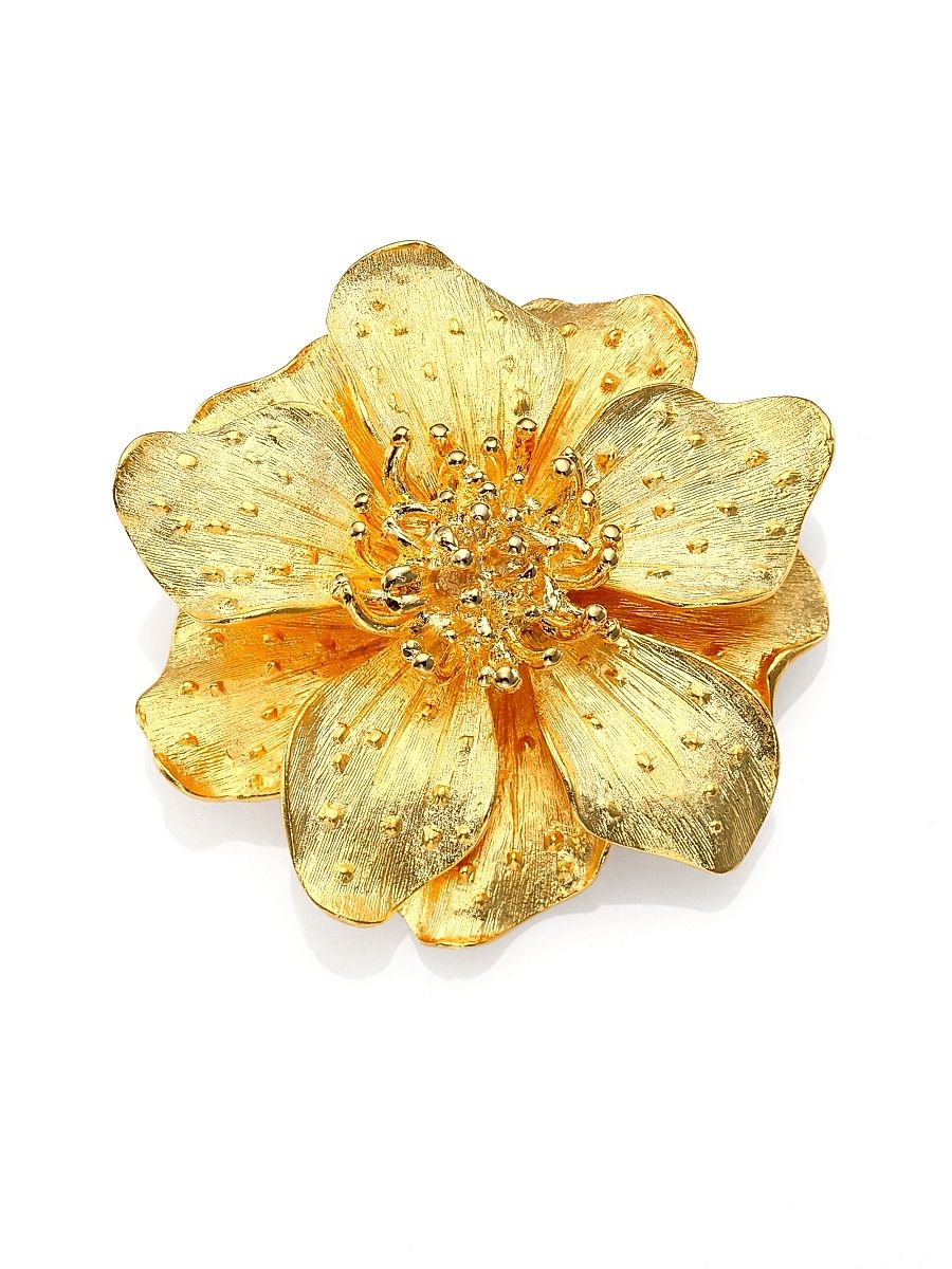 Women's Metallic Anemone Flower Pin - Gold