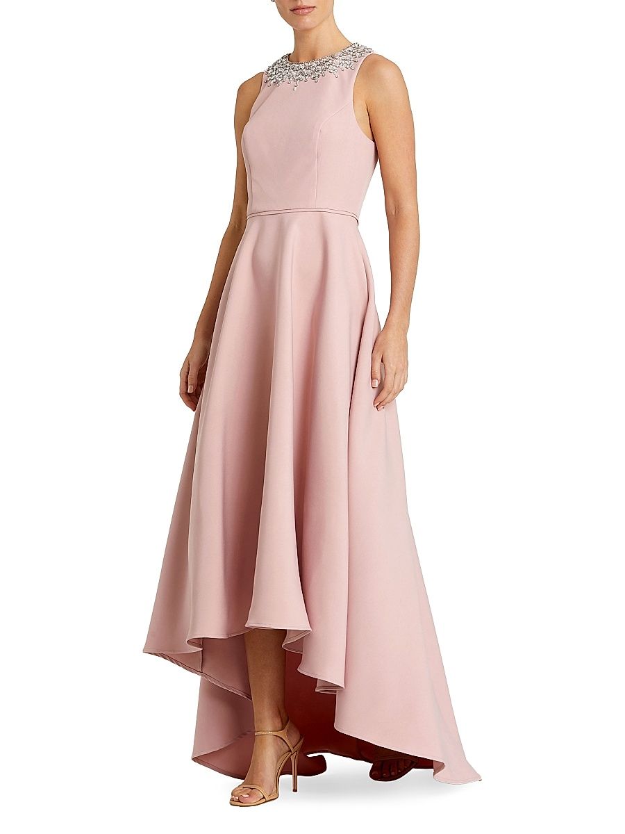 Women's Ieena Embellished Crepe High-Low Gown - Blush - Size 14