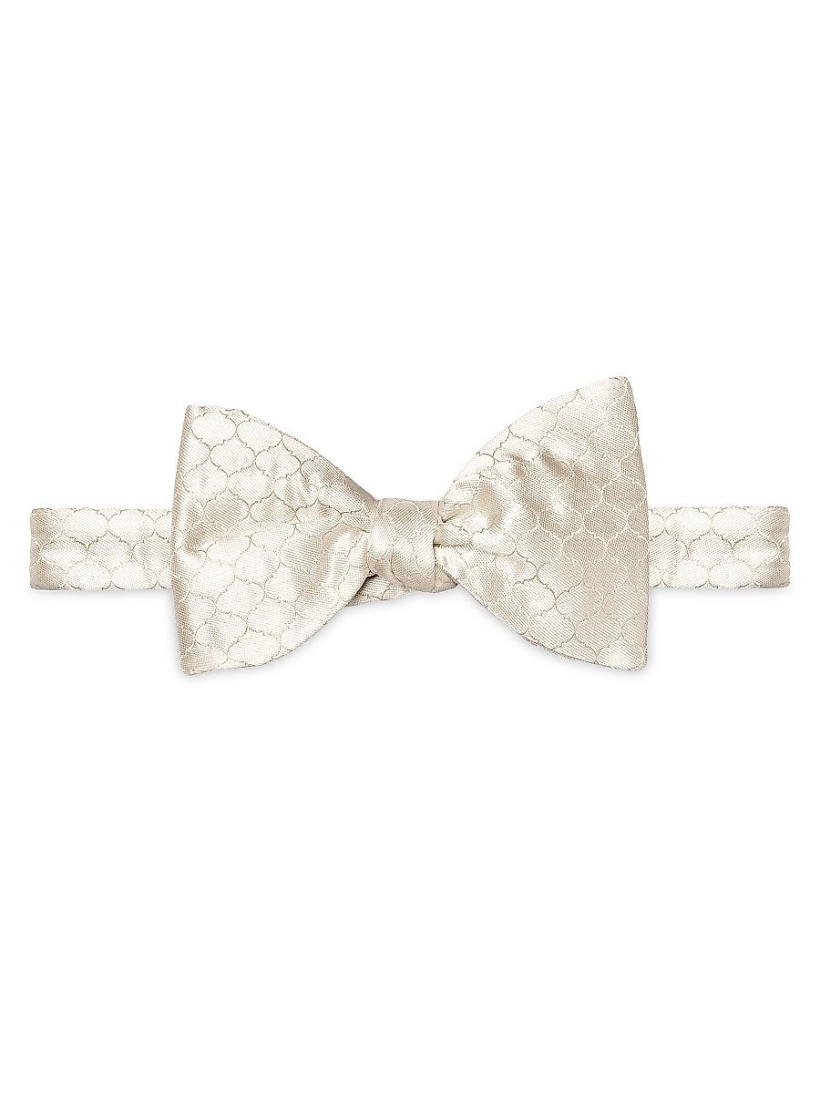 Men's Geometric Silk Bow Tie - Beige